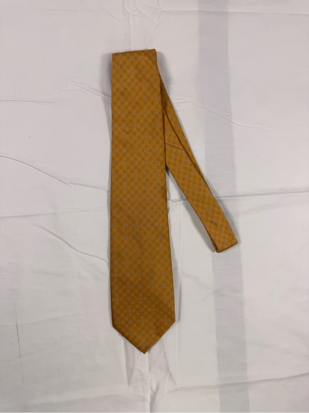 Louis Vuitton Mustard Yellow Silk Tie with Micro Medallion Pattern